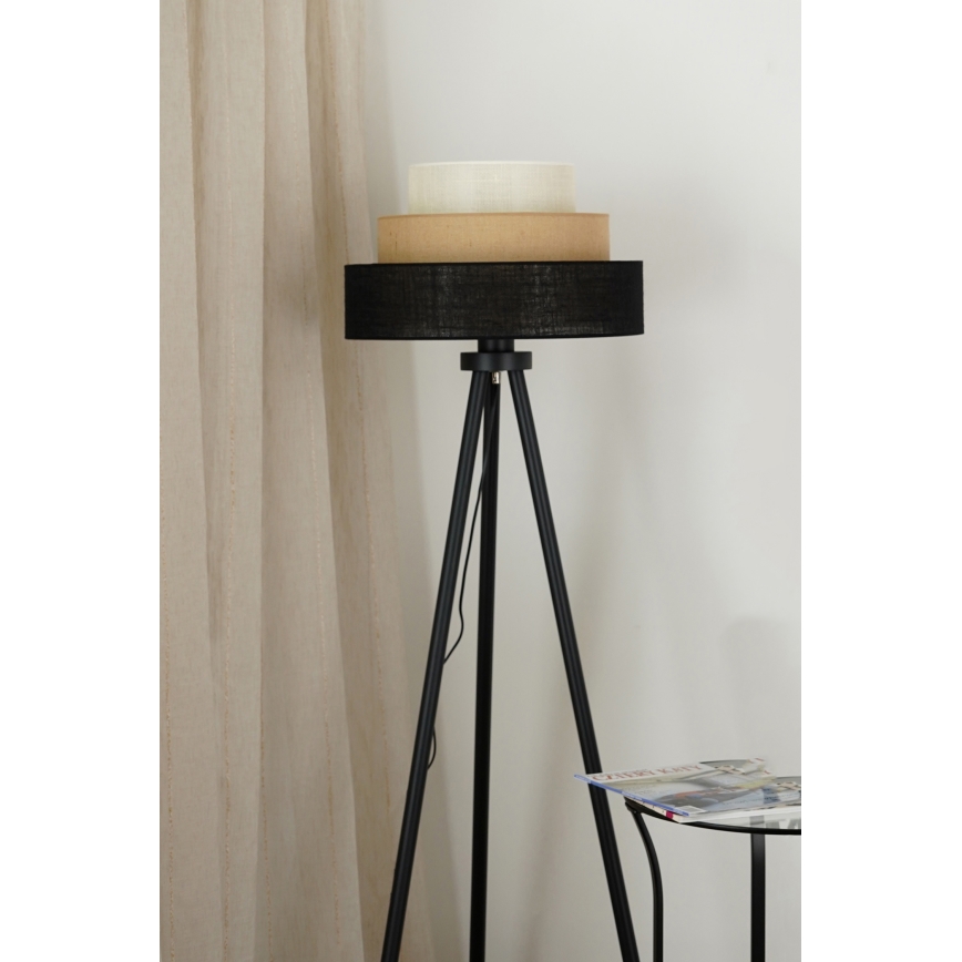 Brilagi - Lattialamppu ASPEN LUNETA 1xE27/15W/230V musta/beige/kerma