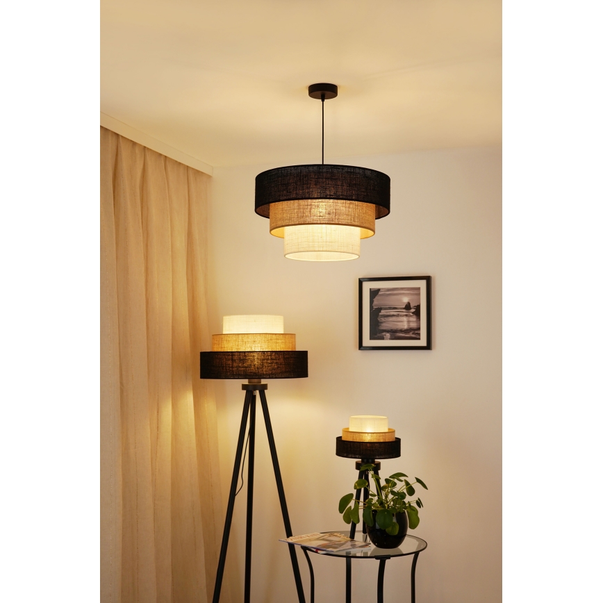 Brilagi - Lattialamppu ASPEN LUNETA 1xE27/15W/230V musta/beige/kerma