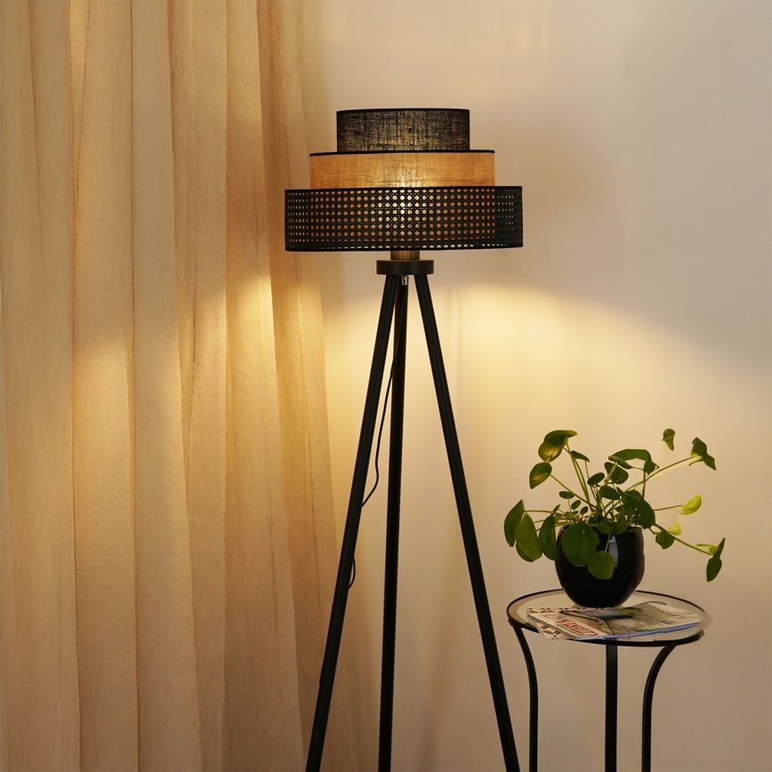 Brilagi - Lattialamppu DAKOTA LUNETA 1xE27/15W/230V musta/beige