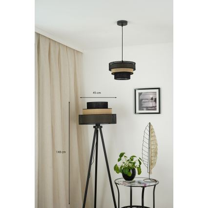 Brilagi - Lattialamppu DAKOTA LUNETA 1xE27/15W/230V musta/beige