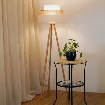 Brilagi - Lattialamppu DENVER LUNETA 1xE27/15W/230V beige/ruskea/kerma