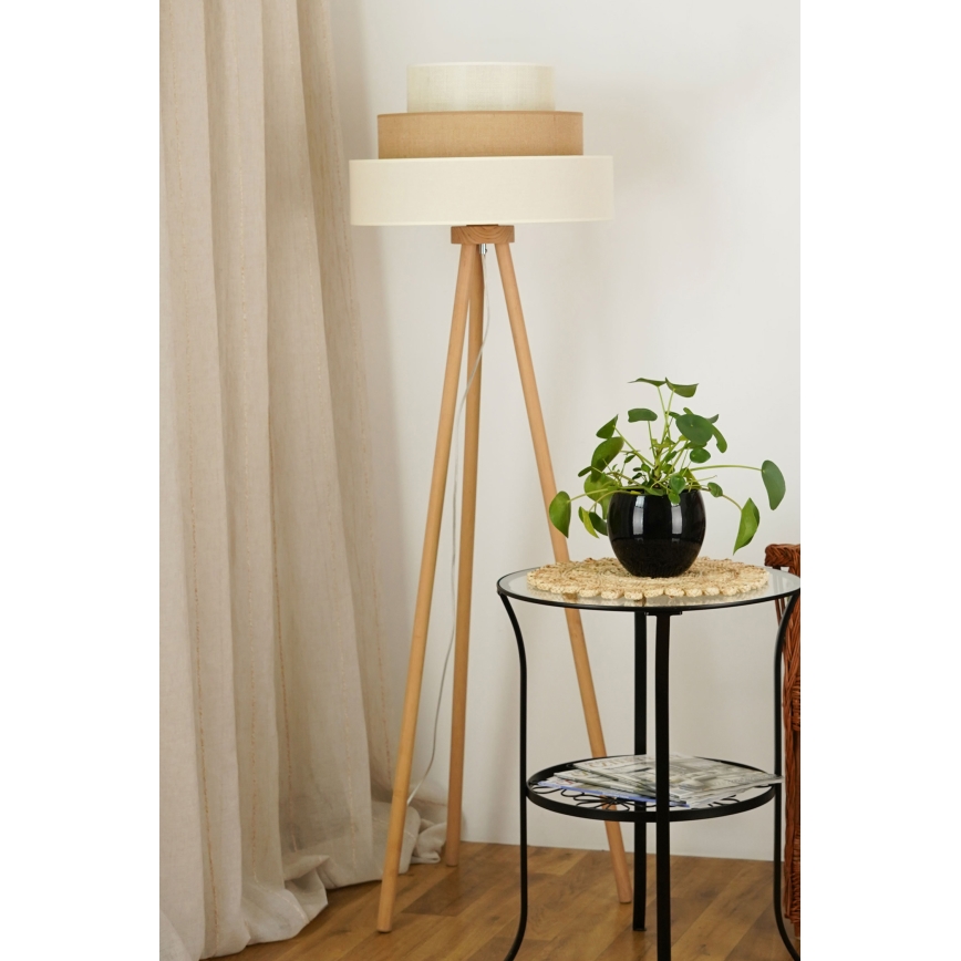 Brilagi - Lattialamppu DENVER LUNETA 1xE27/15W/230V beige/ruskea/kerma