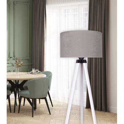 Brilagi - Lattialamppu VELVET 1xE27/60W/230V valkoinen/harmaa