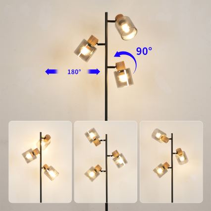 Brilagi - Lattiavalaisin HYGGE 3xE14/15W/230V kumipuu/savunvärinen