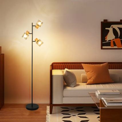 Brilagi - Lattiavalaisin HYGGE 3xE14/15W/230V kumipuu/savunvärinen