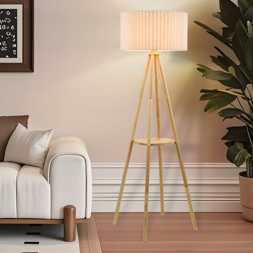 Brilagi - Lattiavalaisin NORDIC WAVE 1xE27/15W/230V kumipuu/pellava