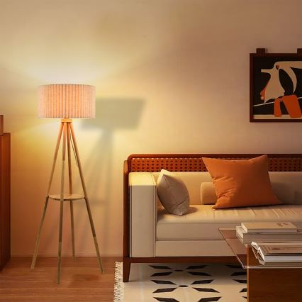 Brilagi - Lattiavalaisin NORDIC WAVE 1xE27/15W/230V kumipuu/pellava