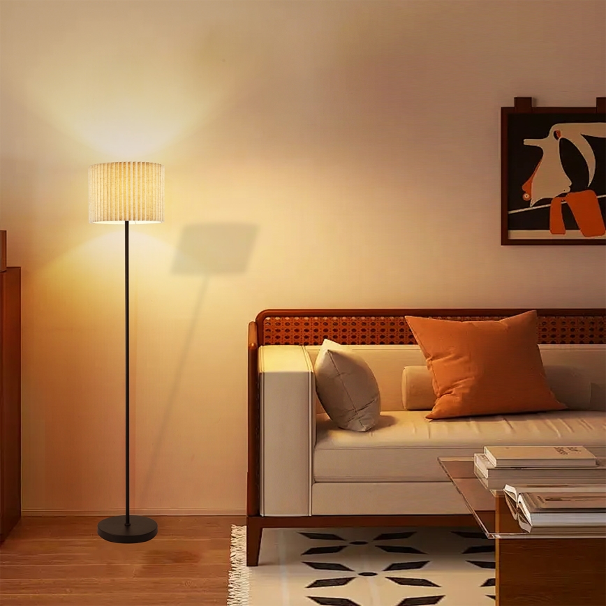 Brilagi - Lattiavalaisin NORDIC WAVE 1xE27/15W/230V pellava/musta