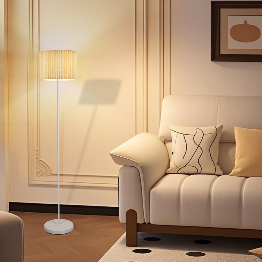 Brilagi - Lattiavalaisin NORDIC WAVE 1xE27/15W/230V pellava/valkoinen