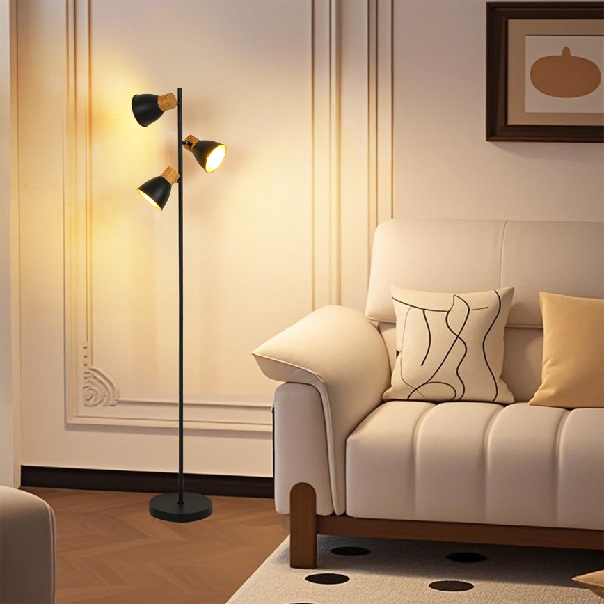 Brilagi - Lattiavalaisin ODENSE 3xE14/10W/230V kumipuu/musta