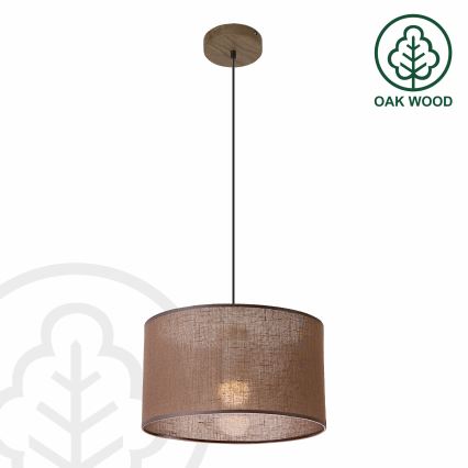 Brilagi - LED Kattovalaisin johdolla ANTHONY 1xE27/60W/230V tammi-pähkinä/ruskea