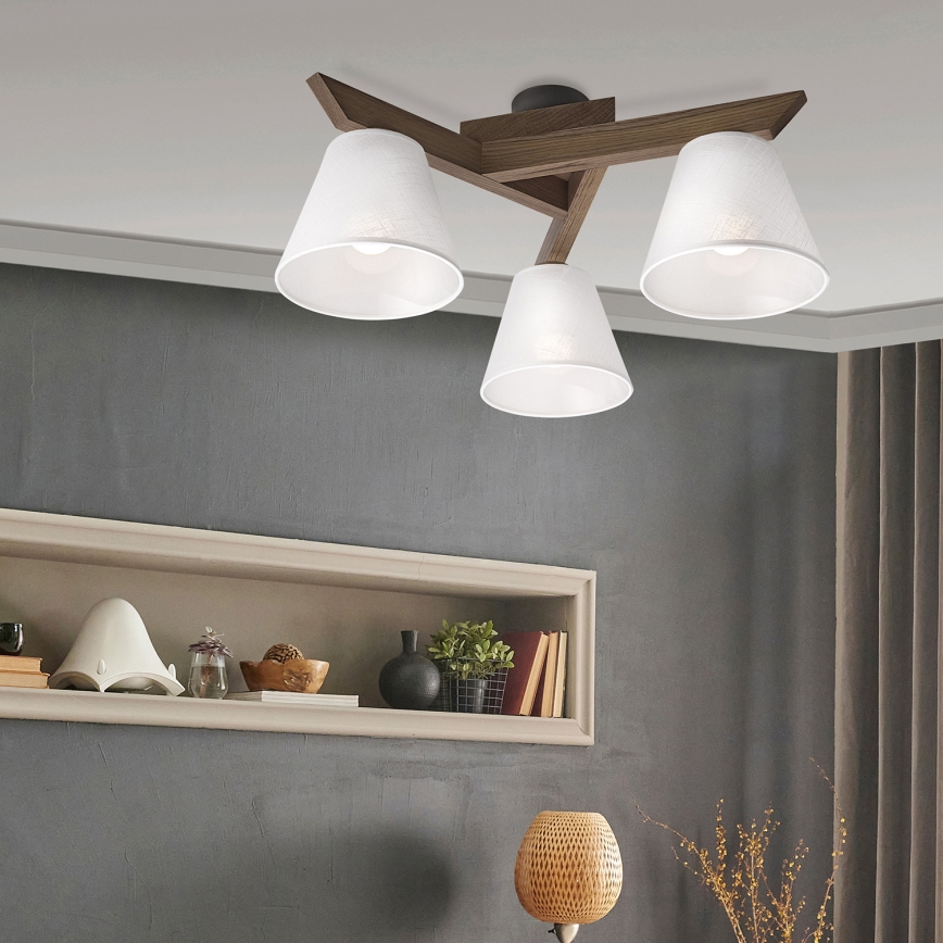 Brilagi - LED Pinta kattovalaisin ANTHONY 3xE14/40W/230V tammi-pähkinä/valkoinen