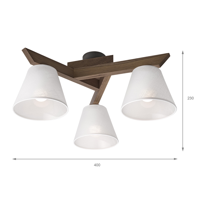 Brilagi - LED Pinta kattovalaisin ANTHONY 3xE14/40W/230V tammi-pähkinä/valkoinen