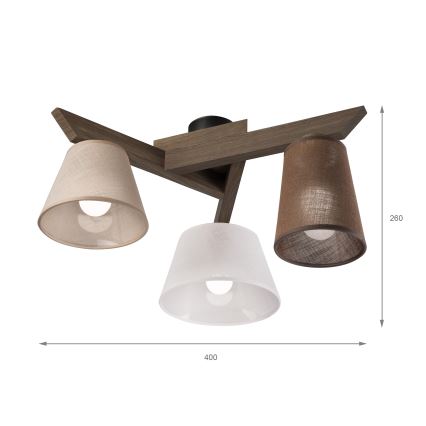 Brilagi - LED Pintakiinnitteinen kattovalaisin ANTHONY 3xE14/40W/230V tammi-pähkinä