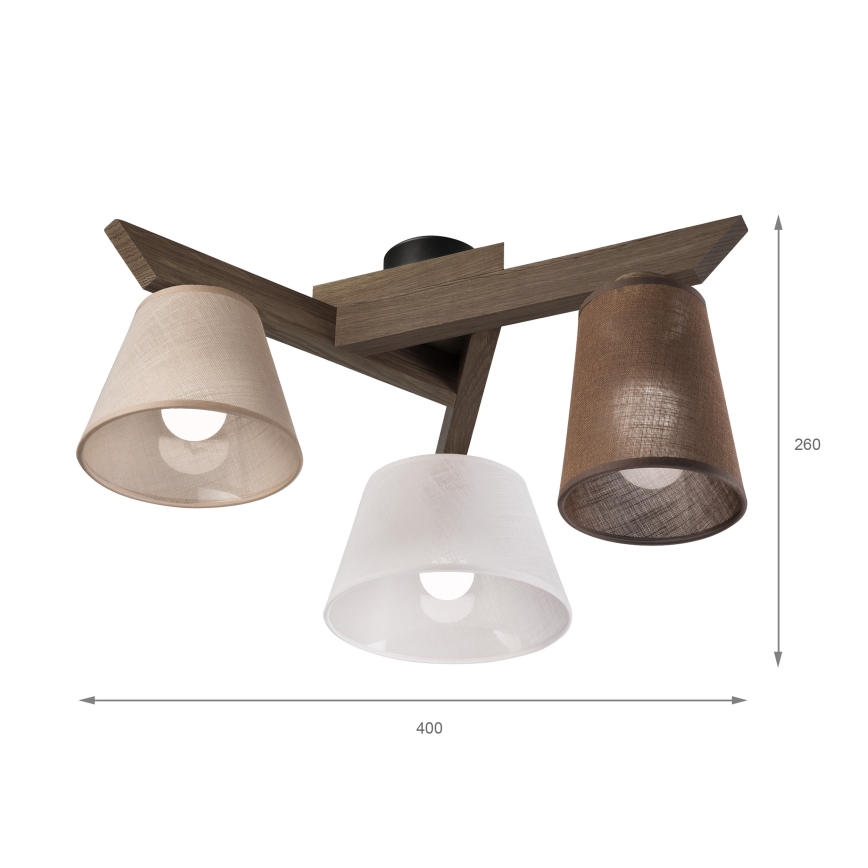 Brilagi - LED Pintakiinnitteinen kattovalaisin ANTHONY 3xE14/40W/230V tammi-pähkinä