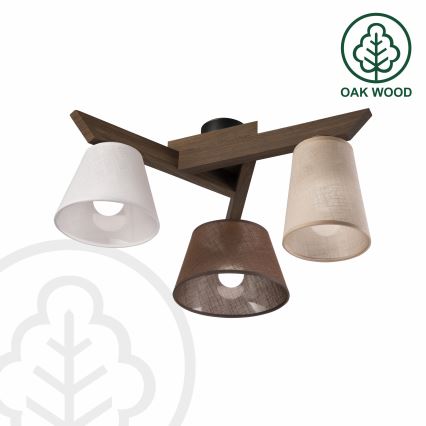 Brilagi - LED Pintakiinnitteinen kattovalaisin ANTHONY 3xE14/40W/230V tammi-pähkinä