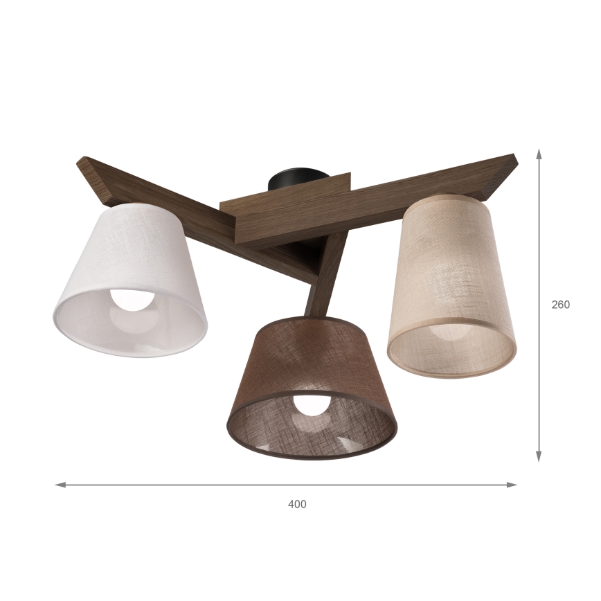 Brilagi - LED Pintakiinnitteinen kattovalaisin ANTHONY 3xE14/40W/230V tammi-pähkinä