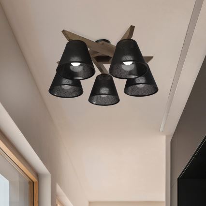 Brilagi - LED Pinta kattokruunu ANTHONY 5xE14/40W/230V tammi-pähkinä/musta