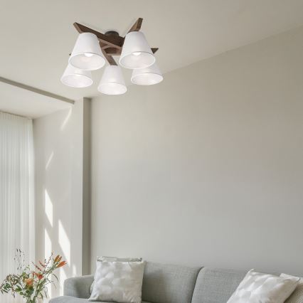 Brilagi - LED Kattovalaisin ANTHONY 5xE14/40W/230V tammi-pähkinä/valkoinen