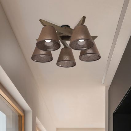 Brilagi - LED Katto- tai seinävalaisin ANTHONY 5xE14/40W/230V tammi-pähkinä/ruskea