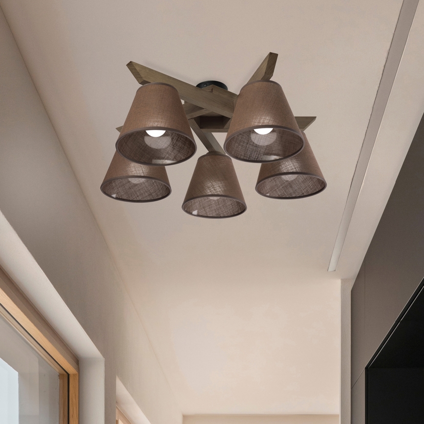 Brilagi - LED Katto- tai seinävalaisin ANTHONY 5xE14/40W/230V tammi-pähkinä/ruskea
