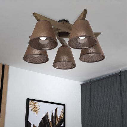Brilagi - LED Katto- tai seinävalaisin ANTHONY 5xE14/40W/230V tammi-pähkinä/ruskea
