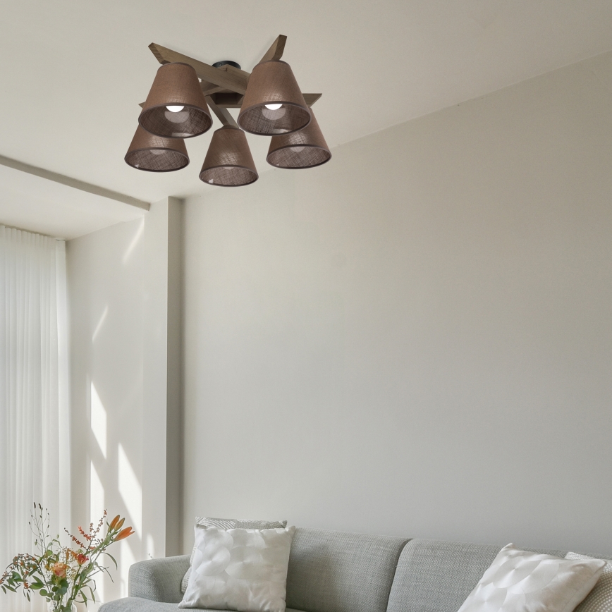 Brilagi - LED Katto- tai seinävalaisin ANTHONY 5xE14/40W/230V tammi-pähkinä/ruskea