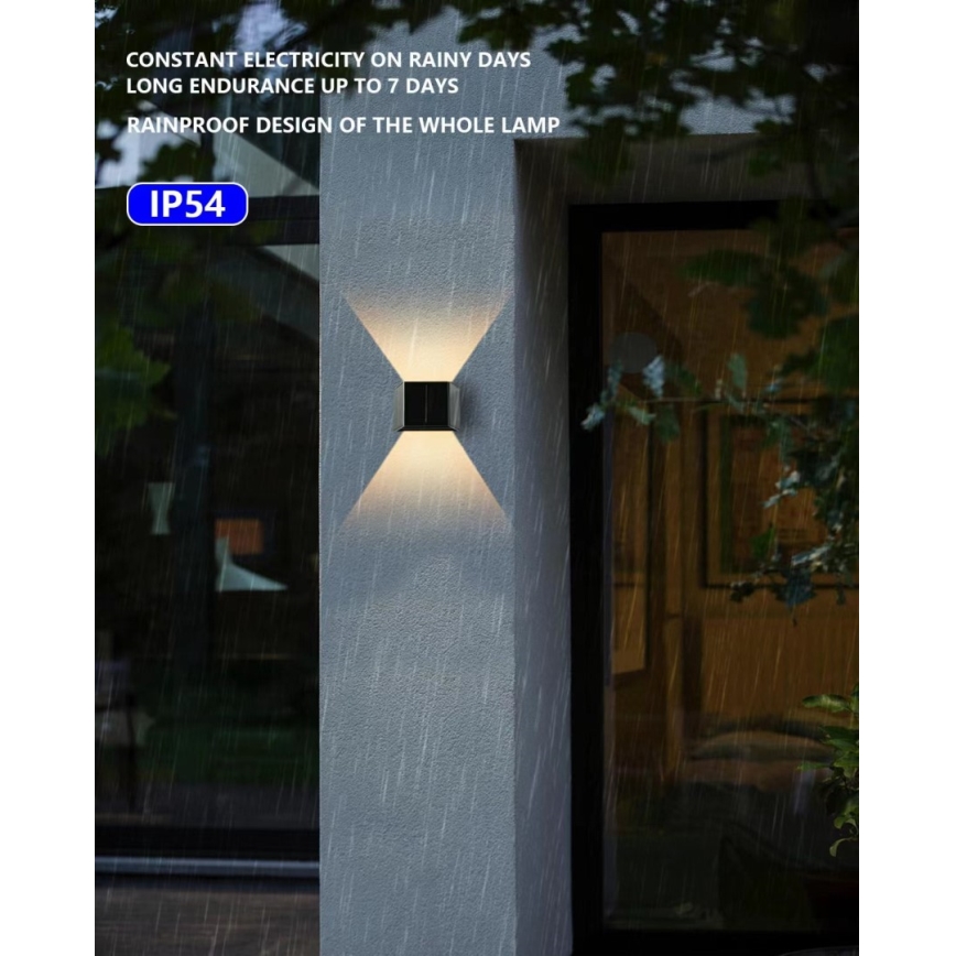 Brilagi - LED aurinkokenno seinävalo anturilla SOLAR CUBE LED/2W/3,2V IP54