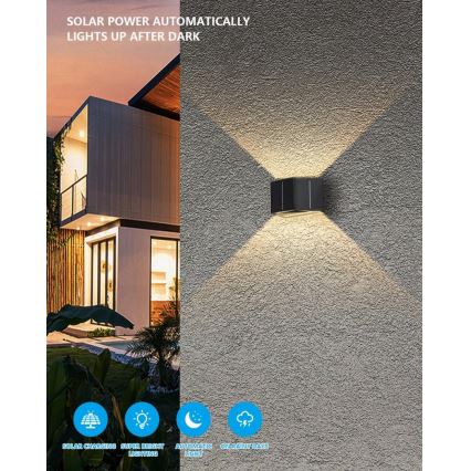 Brilagi - LED aurinkokenno seinävalo anturilla SOLAR CUBE LED/2W/3,2V IP54