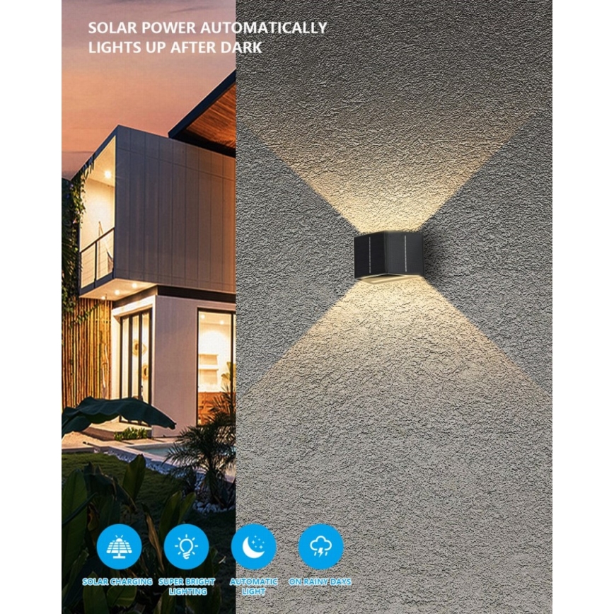Brilagi - LED aurinkokenno seinävalo anturilla SOLAR CUBE LED/2W/3,2V IP54