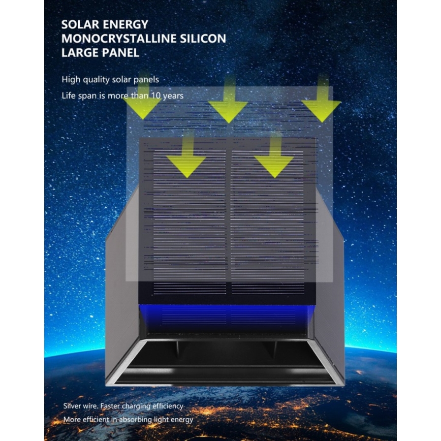 Brilagi - LED aurinkokenno seinävalo anturilla SOLAR CUBE LED/2W/3,2V IP54