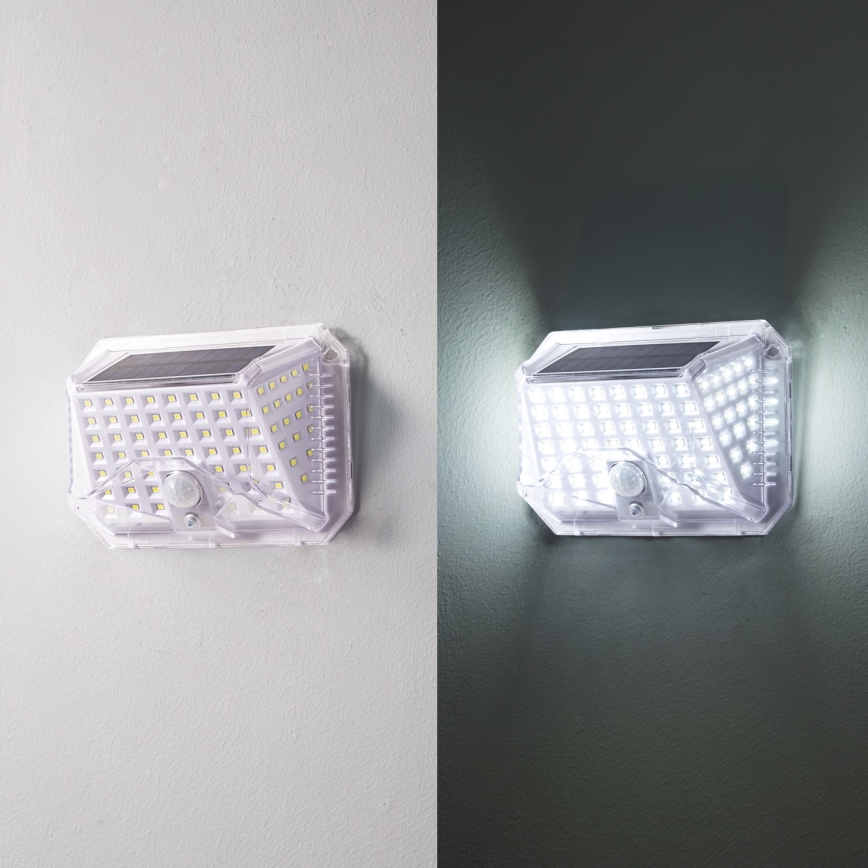 Brilagi - LED aurinkokenno seinävalo anturilla WALLIE LED/4W/5,5V 6500K IP64 hopea