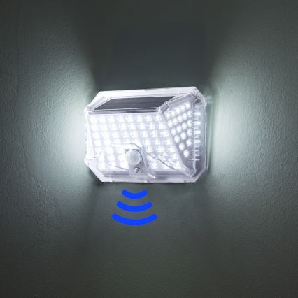 Brilagi - LED aurinkokenno seinävalo anturilla WALLIE LED/4W/5,5V 6500K IP64 hopea