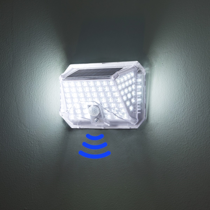 Brilagi - LED aurinkokenno seinävalo anturilla WALLIE LED/4W/5,5V 6500K IP64 hopea