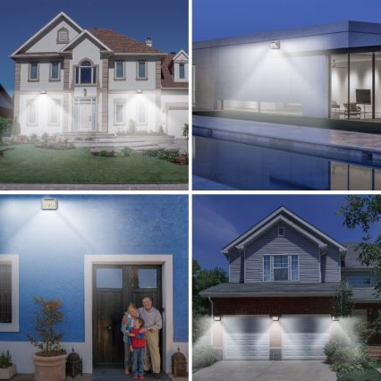 Brilagi - LED aurinkokenno seinävalo anturilla WALLIE LED/4W/5,5V 6500K IP64 hopea