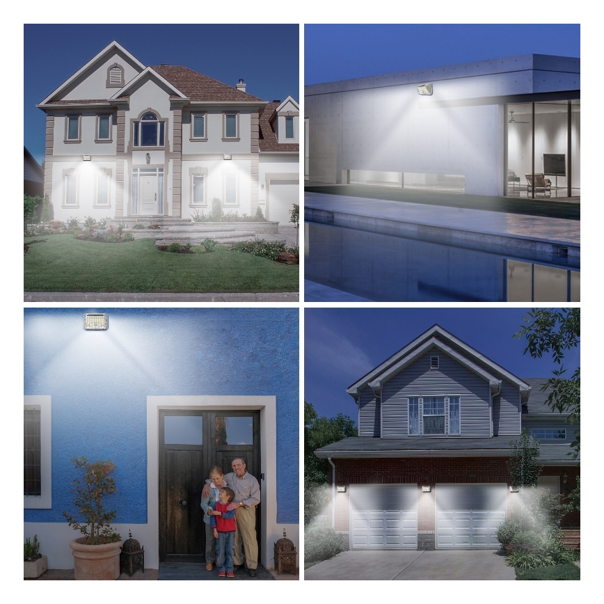 Brilagi - LED aurinkokenno seinävalo anturilla WALLIE LED/4W/5,5V 6500K IP64 hopea