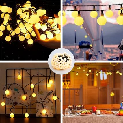 Brilagi - LED aurinkokäyttöinen koristevalosarja BUBBLE 200xLED/8 toimintoa 20m IP65 lämmin valkoinen 800 mAh