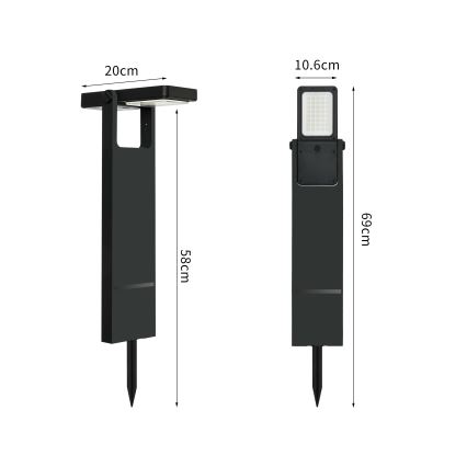 Brilagi - LED-aurinkolamppu AURINKO SPIKE LED/4W/3,7V 2200 mAh IP44