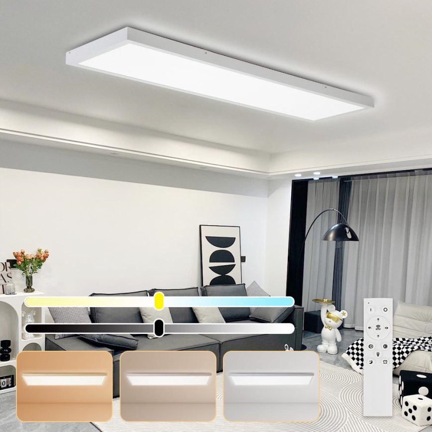 Brilagi - LED-himennettävä kylpyhuoneen kattovalaisin FRAME SMART LED/50W/230V 120x30 cm 3000-6000K IP44 valkoinen + kaukosäädin