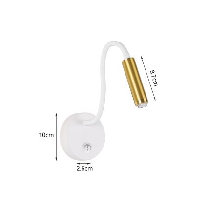 Brilagi - LED Himmennettävä joustava seinälamppu MAYA 1xG9/4W/230V valkoinen/kulta 2700-6500K Wi-Fi Tuya