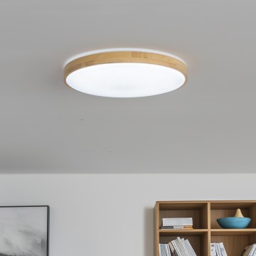 Brilagi - LED-himmennettävä kattovalaisin MANAROLA LED/24W/230V halkaisija 42 cm 3000-6500K tammi + kaukosäädin