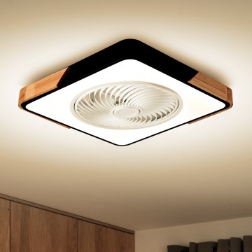 Brilagi - LED Himmennettävä kattovalaisin tuulettimella LED/30W/230V 3000-6500K musta/tammi + kauko-ohjaus