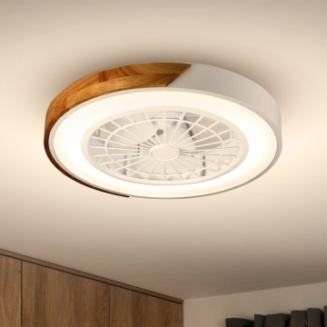 Brilagi - LED Himmennettävä kattovalaisin tuulettimella LED/30W/230V 3000-6500K valkoinen/tammi + kauko-ohjaus