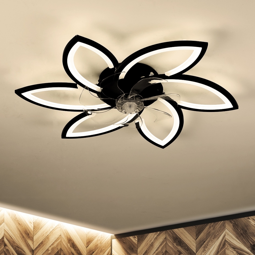 Brilagi - LED Himmennettävä kattovalaisin tuulettimella LED/50W/230V 3000-6500K musta + kauko-ohjaus