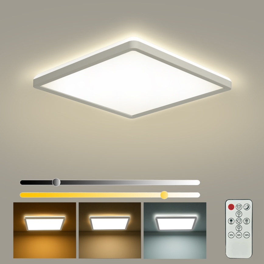 Brilagi - LED himmennettävä kattovalaisin ULTRA SLIM LED/18W/230V 2700-6500K 30x30 cm valkoinen + kaukosäädin