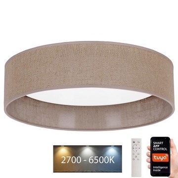 Brilagi - LED Himmennettävä kattovalaisin VELVET SMART LED/24W/230V d. 45 cm 2700-6500K Wi-Fi Tuya ruskea + kaukosäädin