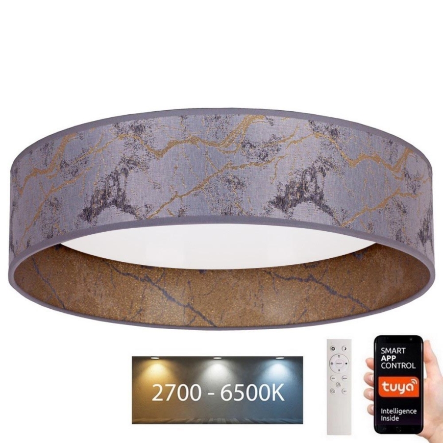 Brilagi - LED Himmennettävä kattovalaisin VELVET SMART LED/36W/230V d. 55 cm 2700-6500K Wi-Fi Tuya harmaa/kulta + kaukosäädin