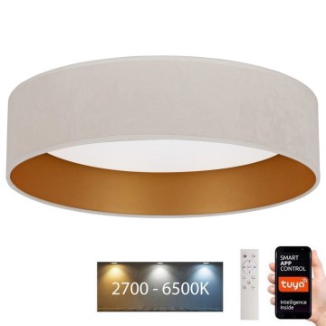Brilagi - LED Himmennettävä kattovalaisin VELVET SMART LED/36W/230V d. 55 cm 2700-6500K Wi-Fi Tuya kerma/kulta + kaukosäädin