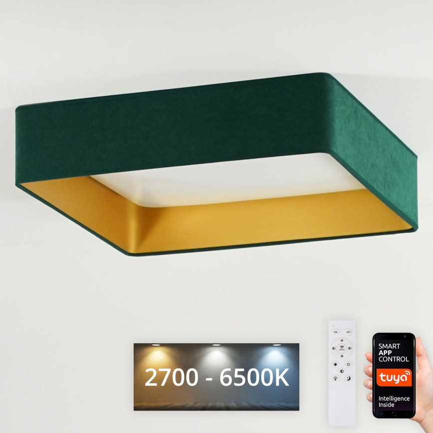 Brilagi - LED himmennettävä kattovalaisin VELVET SQUARE SMART LED/36W/230V 60x60 cm 2700-6500K Wi-Fi Tuya + kaukosäädin vihreä