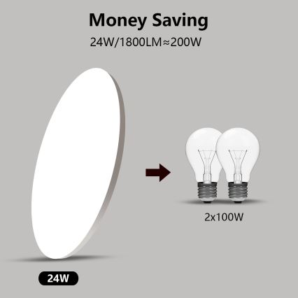 Brilagi - LED Himmennettävä kattovalo SMART LED/24W/230V Wi-Fi Tuya + kaukosäädin